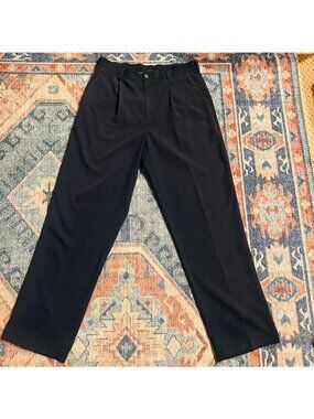 Nike Mens Black Dress Pants Size 34x32 Pleated Comfort Hybrid Performance Office